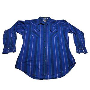 Ely Cattleman Blue Striped Shirt Size XLT